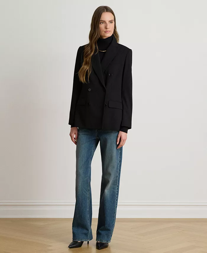 Women's Double-Breasted Wool Crepe Blazer - thumbnail 2