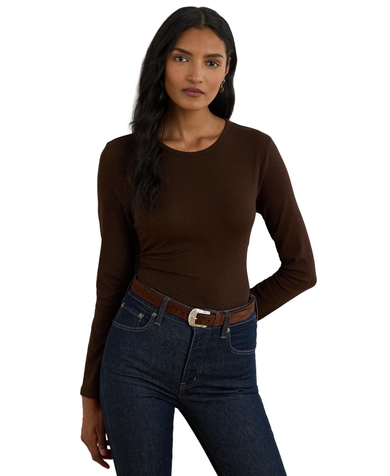 Cotton-Blend Long-Sleeve Top