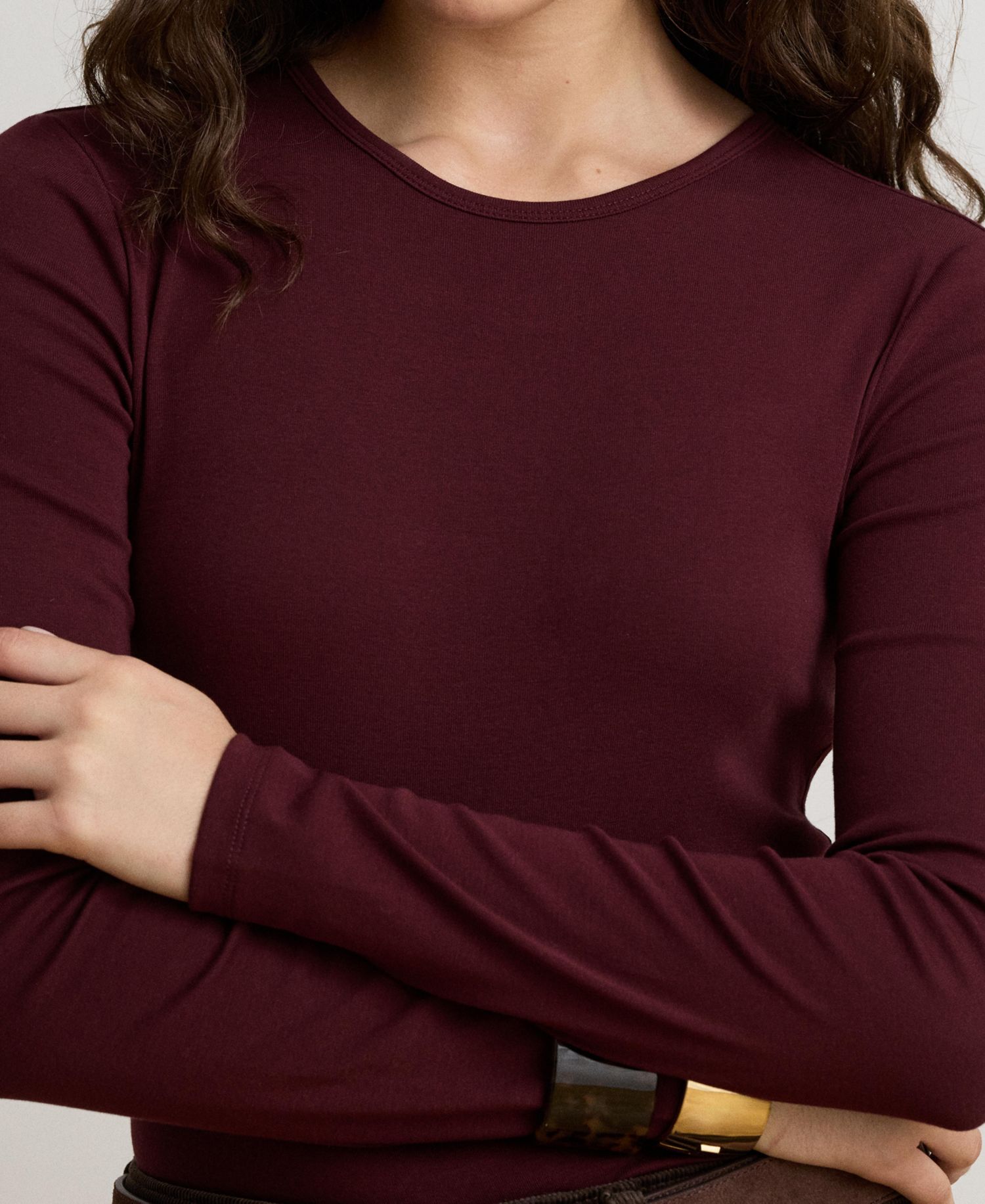 Cotton-Blend Long-Sleeve Top
