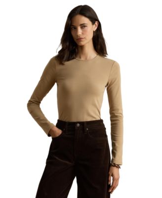 Cotton-Blend Long-Sleeve Top