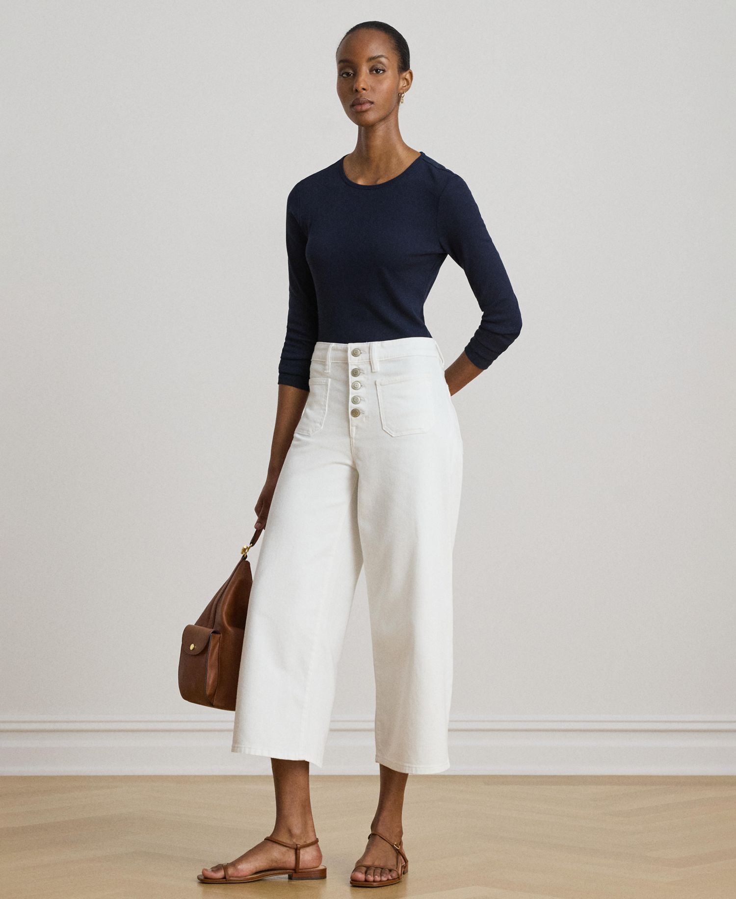 Cotton-Blend Long-Sleeve Top