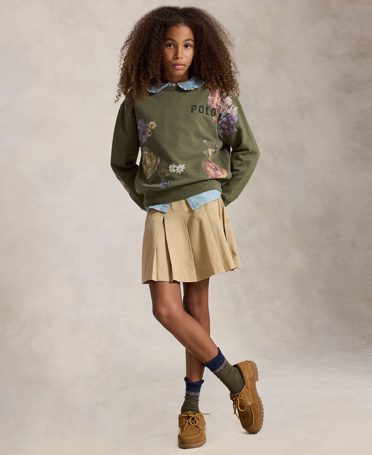 Толстовка Polo Ralph Lauren Floral Fleece для девочек, цвет: Оливковый — фото 2