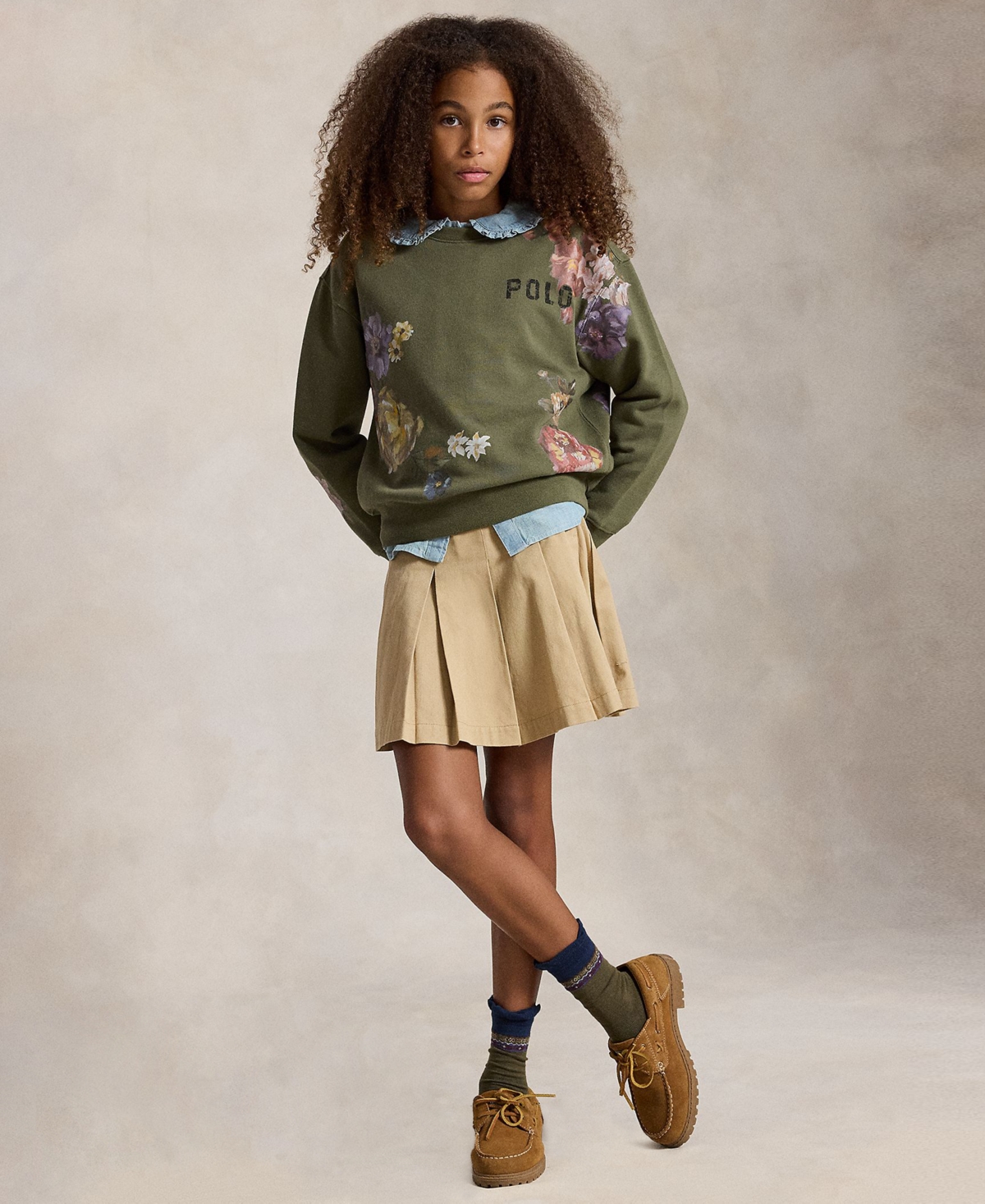 Polo Ralph Lauren Girls' 7-16 Floral Fleece Sweatshirt