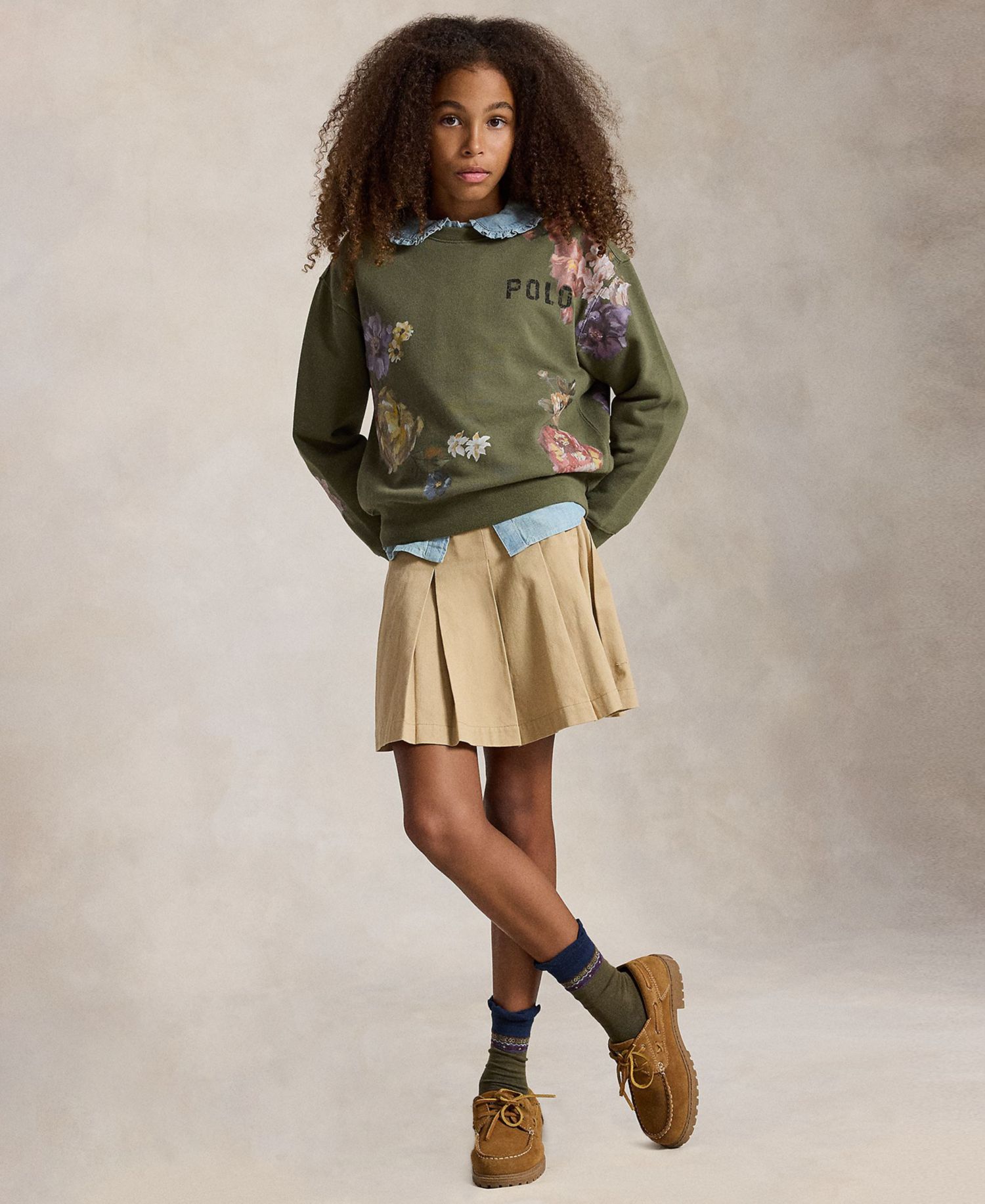 Girls' 7-16 Floral Fleece Sweatshirt