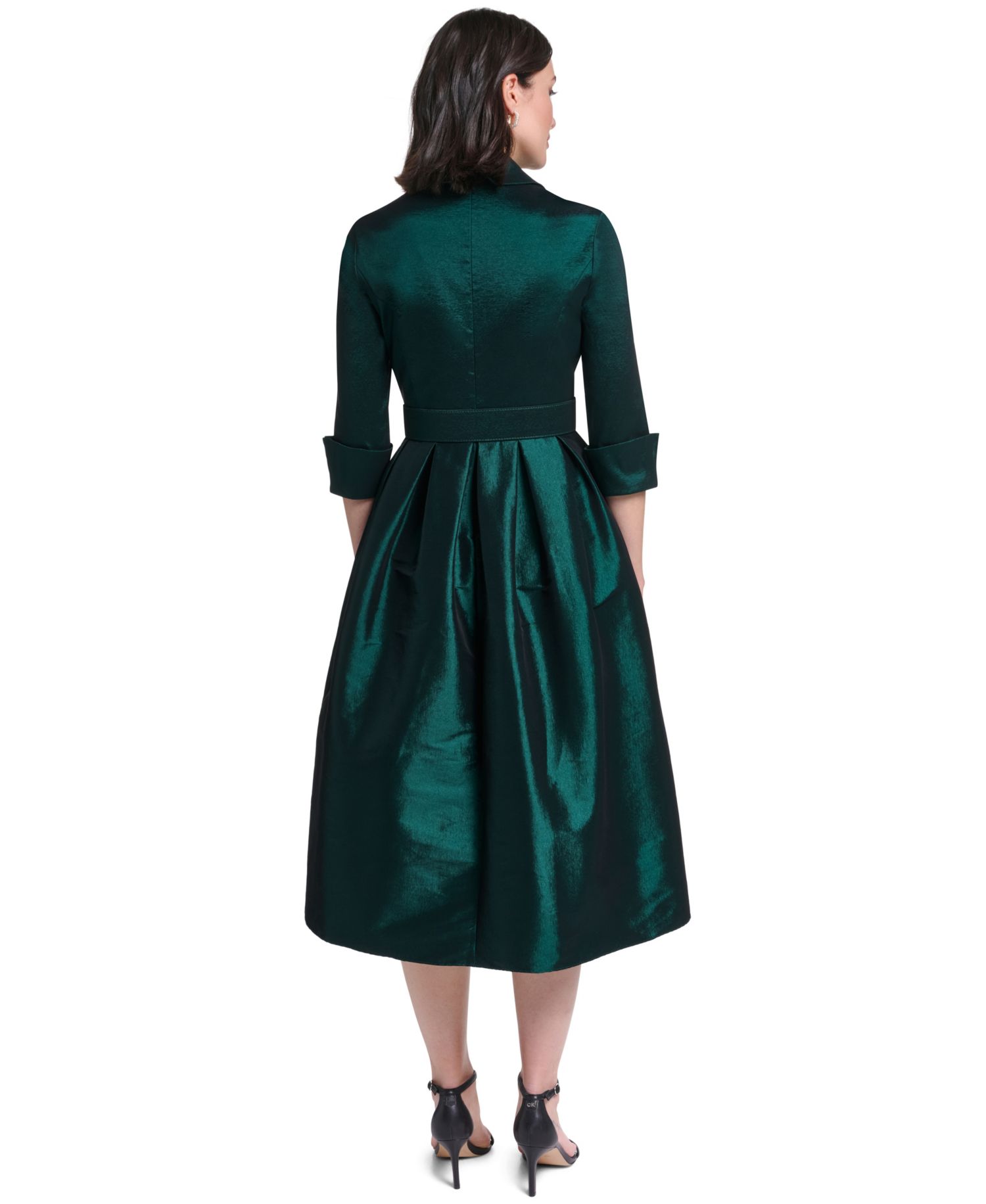 Women's Satin V-Neck 3/4 Sleeve Dress
