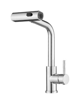 Pull-Down Kitchen Faucet with High Arc Spout, 3-Function Sprayer, 360degree(s) Swivel, Stainless Steel