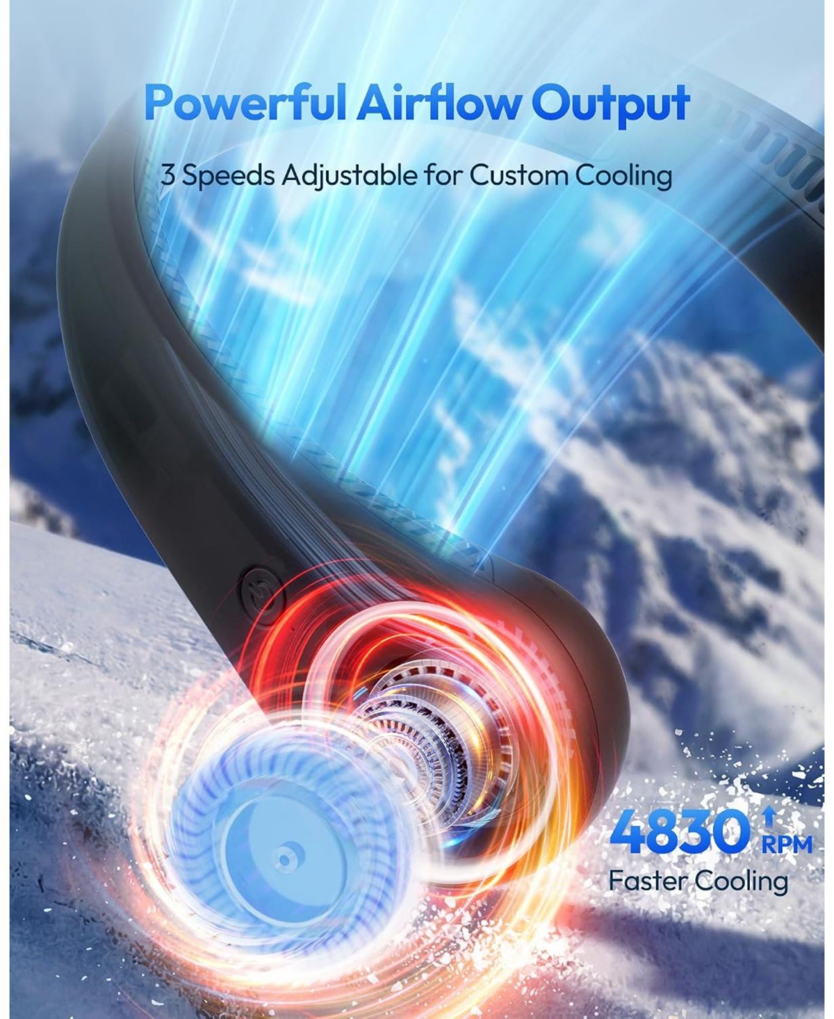 Gaiatop Portable Neck Fan Rechargeable, Hands-Free Cooling, 23.5hrs Runtime, Battery Powered Personal Wearable Fan Quiet, Summer Outdoor.