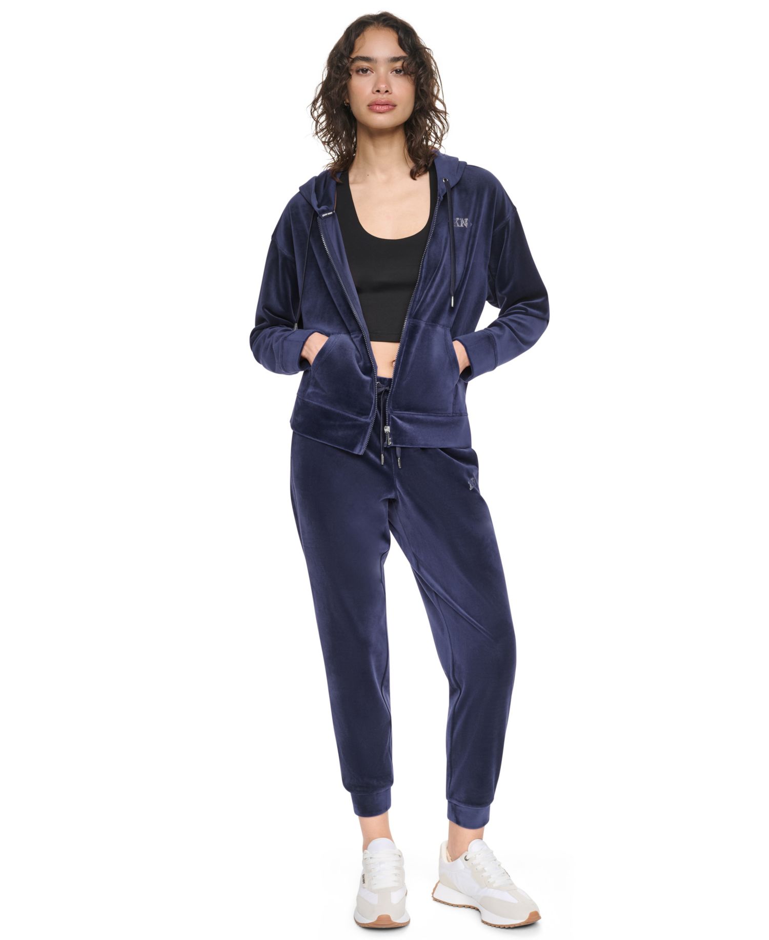 Women's Mid-Rise Super-Soft Velour Rhinestone Logo Jogger