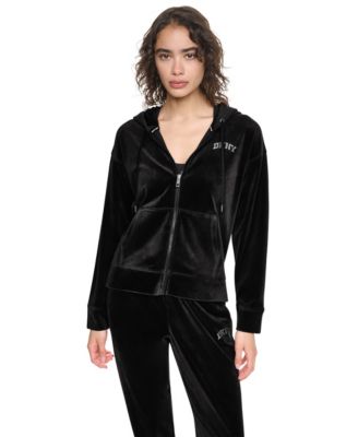 Women's Super-Soft Velour High-Low Hem Zip Hoodie