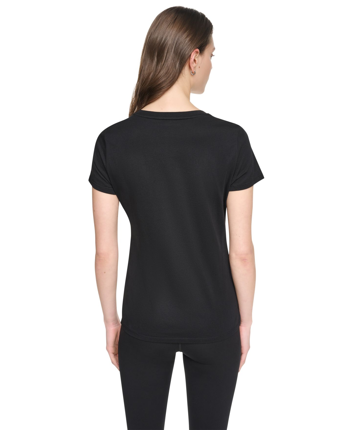 Женская футболка DKNY Sport Flocked Logo Crewneck, цвет: Чёрный — фото 3