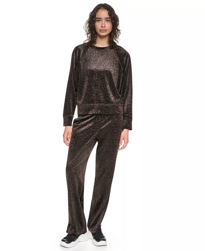 Women's Leopard-Print Super-Soft Velour Raglan Pullover Top - thumbnail 6
