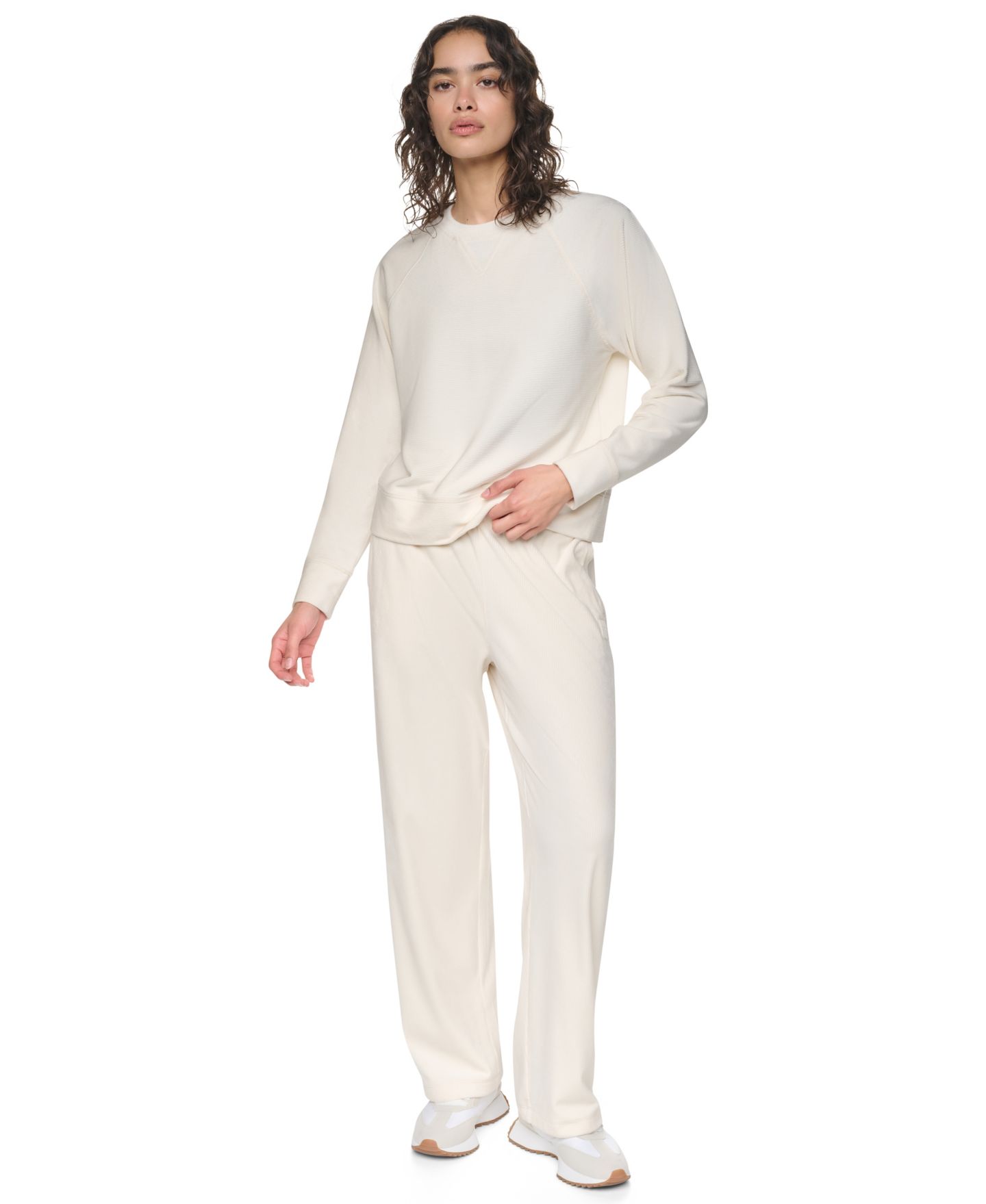 Женские комплекты DKNY Sport Ribbed Velour Set, цвет: Чёрный — фото 1