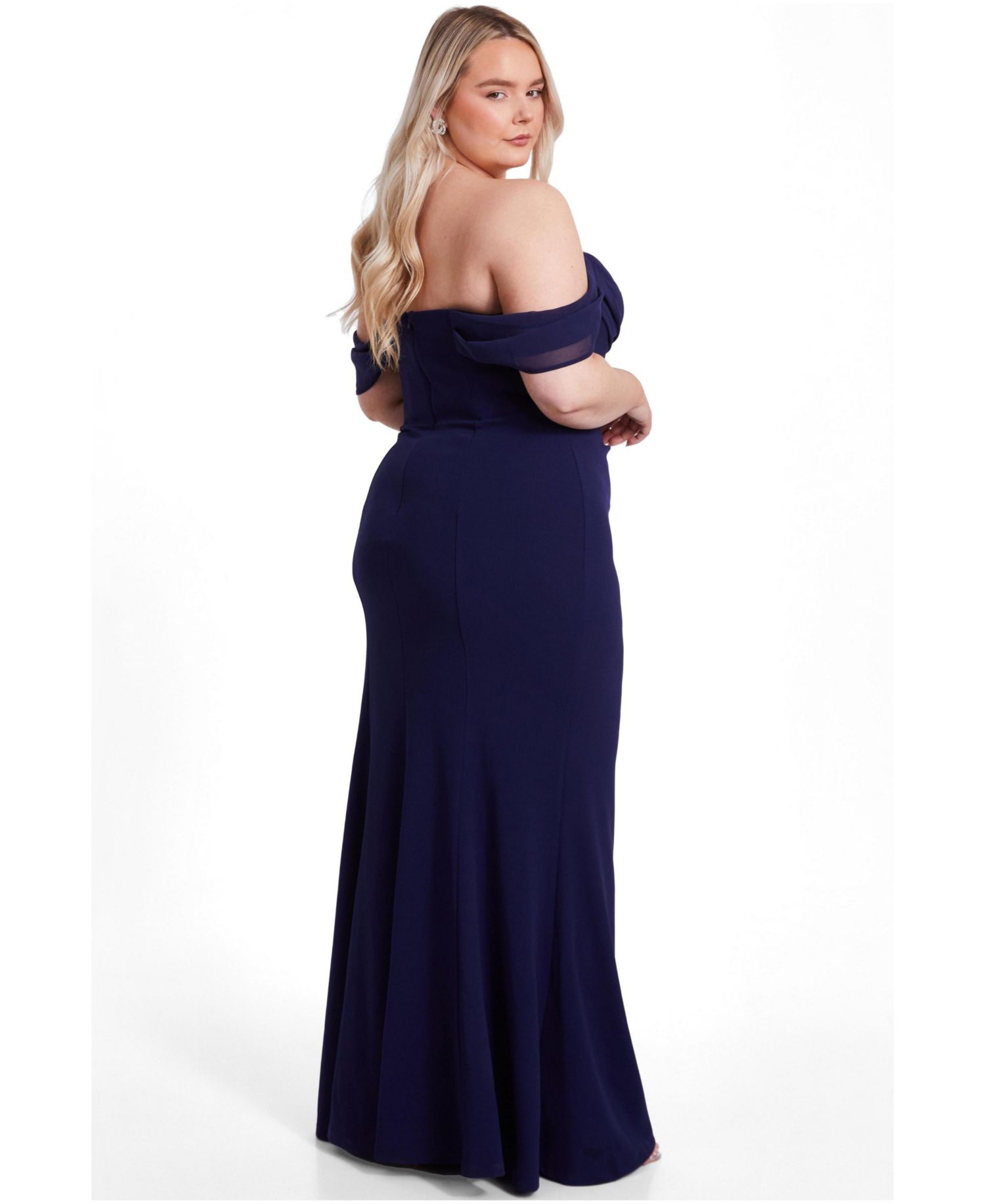 Women's Plus Size Chiffon Bardot Maxi Dress