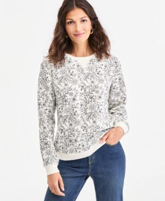 Women's Printed Long-Sleeve Crewneck Sweatshirt