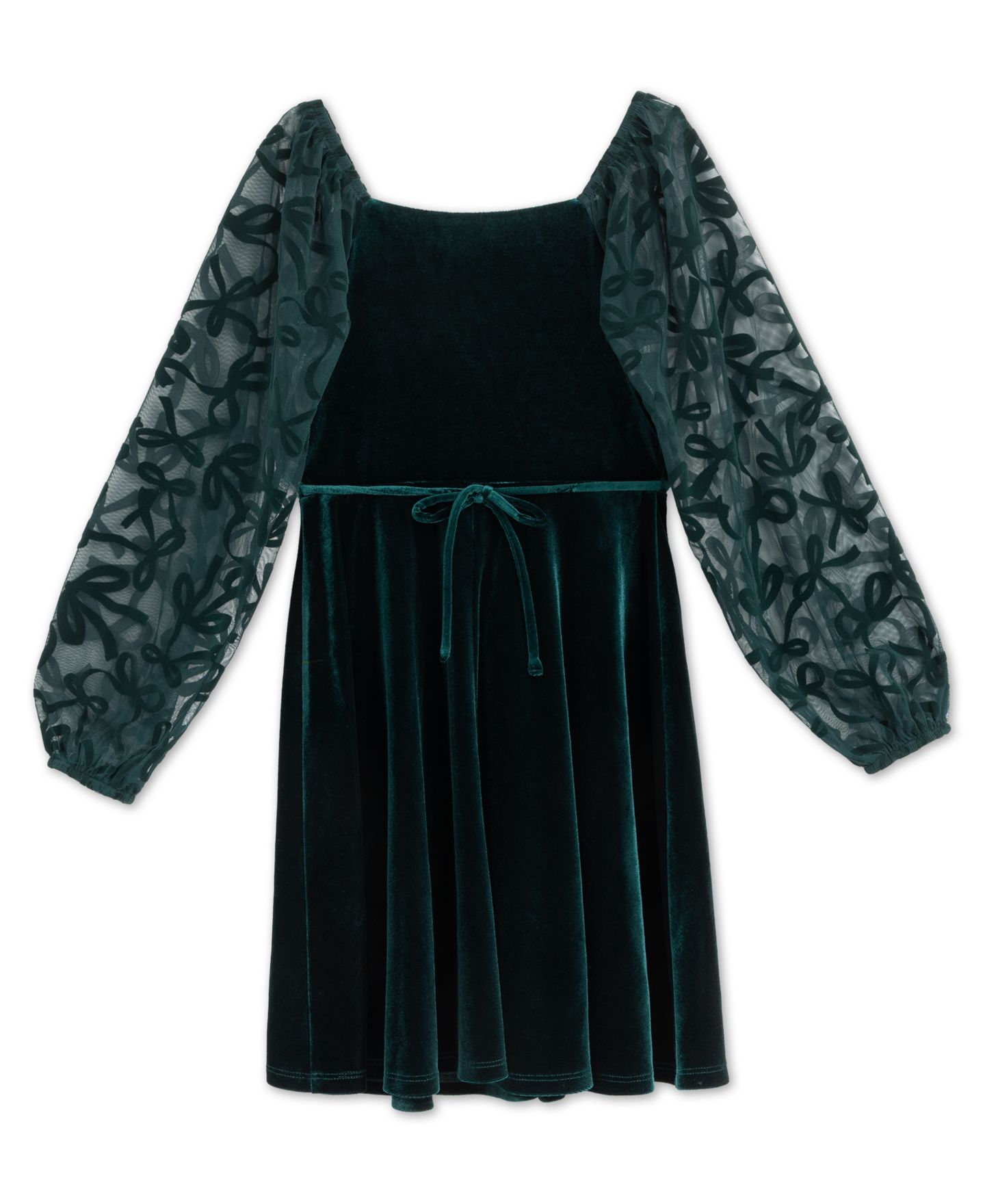Платье Speechless Knee Length Long-Sleeve Square Neck Dress для девочек, цвет: Тёмный зелёный — фото 2
