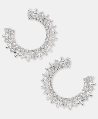 Women's Cubic Zirconia Half Snowflake Motif Front-Back Earrings