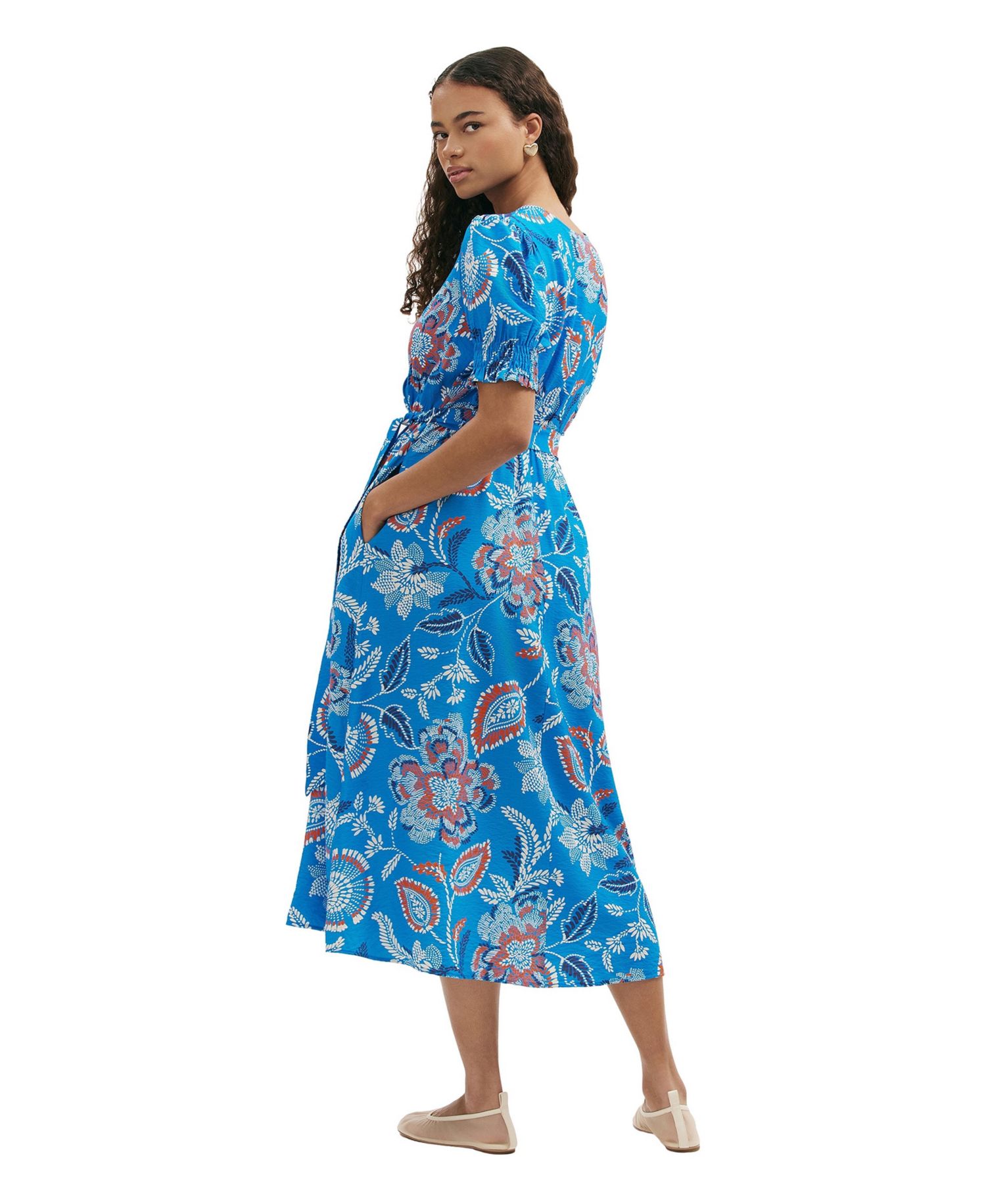 Women's Nicoleta Floral-Print Short-Sleeve Midi Dress