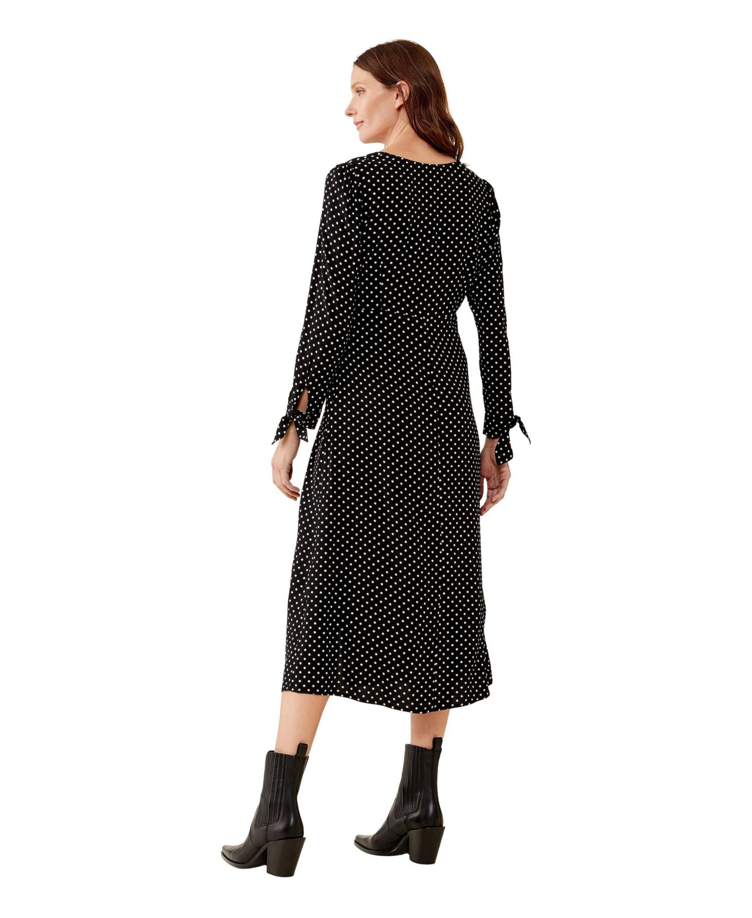 Women's Laine Polka-Dot Long-Sleeve Midi Dress