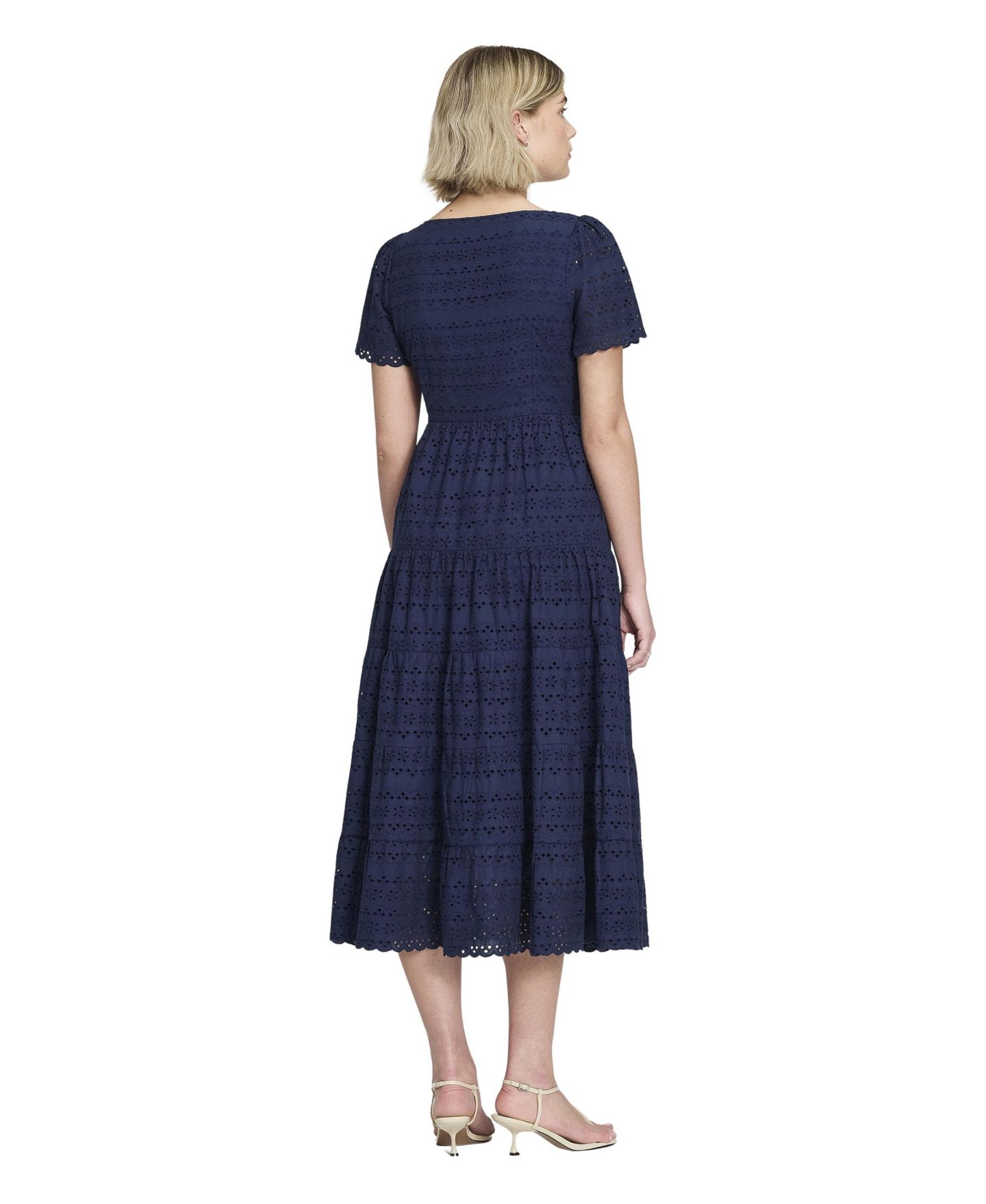 Женское платье Finery London Jemma Tiered Scoop Neck Short-Sleeve Midi, цвет: Тёмно-синий — фото 3