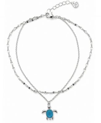 Double Row Turtle Anklet in Silver Plate