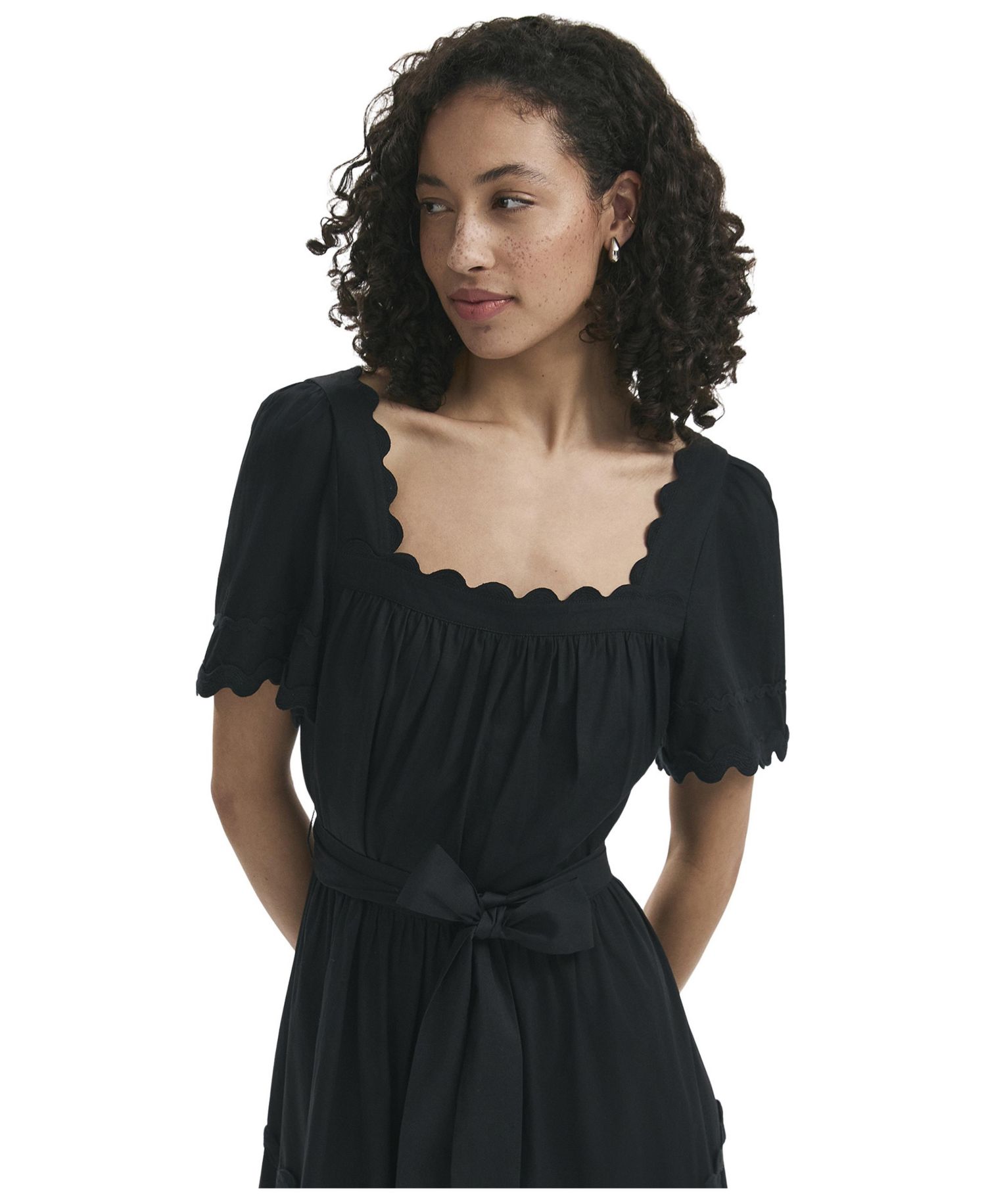 Women's Corina Square Neck Short-Sleeve Tiered Midi Dress