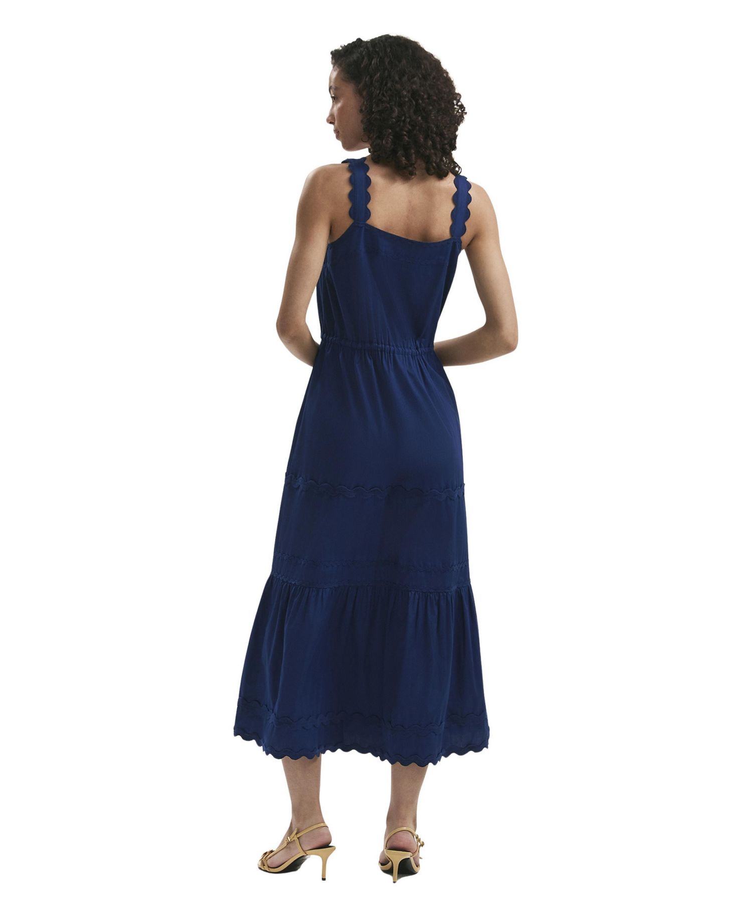 Women's Hallie Cotton-Poplin Square-Neck Ric Rac Detail Midi Dress