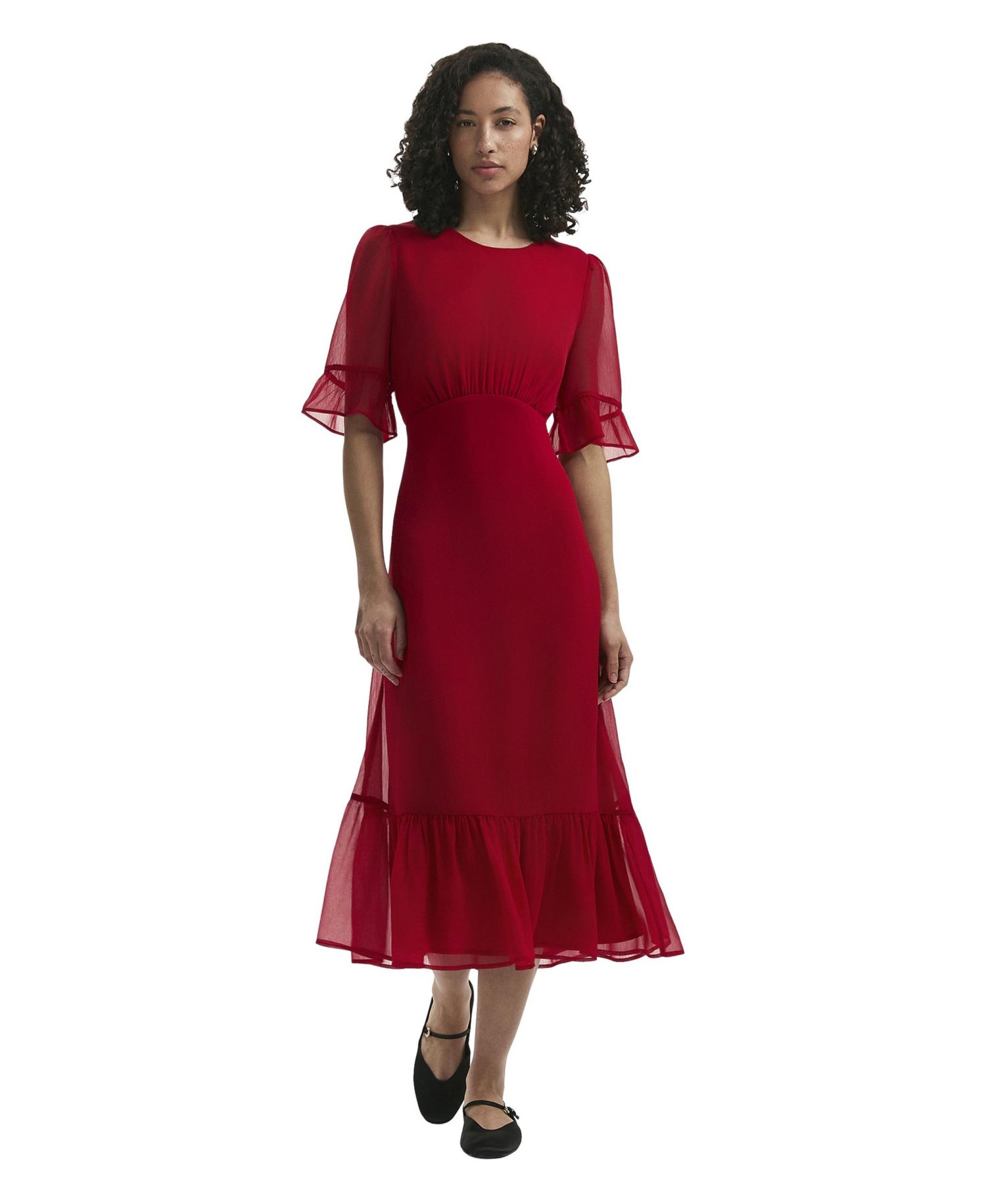 Women's Jennifer Short-Sleeve Chiffon Fit & Flare Midi Dress