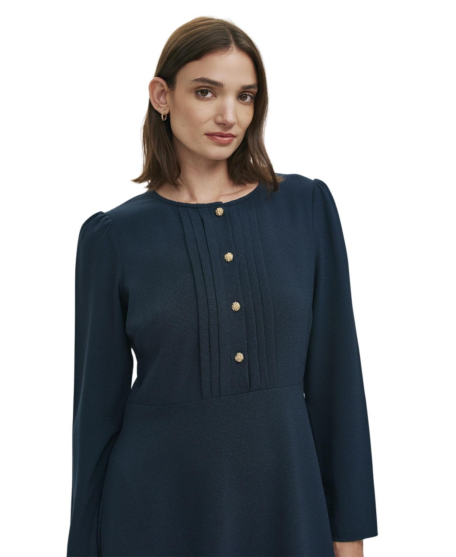 Women's Shauna Long-Sleeve A-Line Crepe Dress