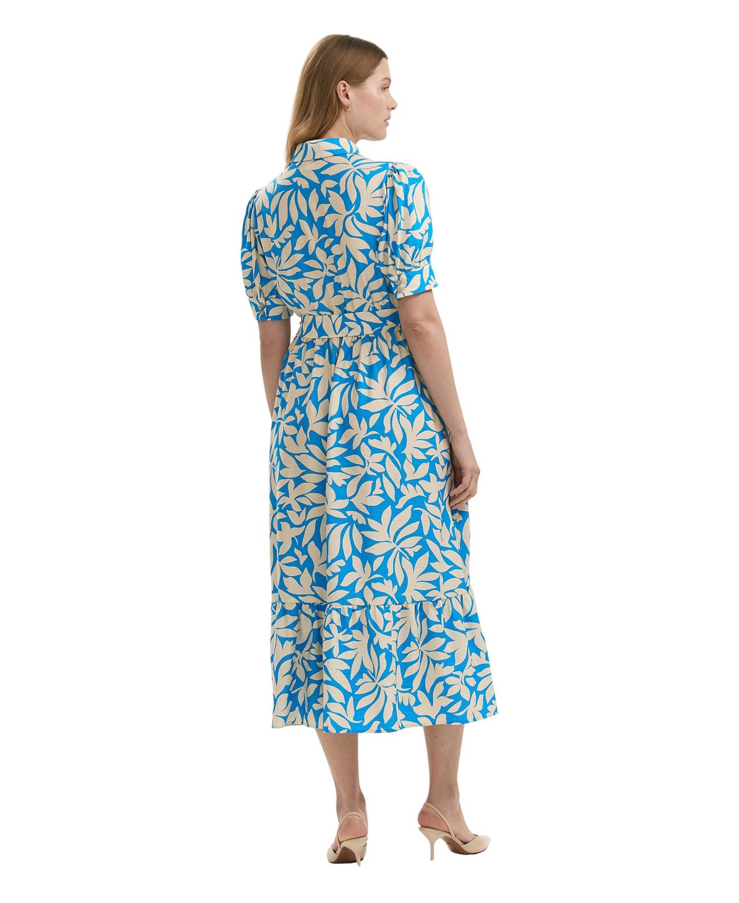 Женское платье Finery London Liana Floral-Print Tiered Midi, цвет: Синий — фото 2