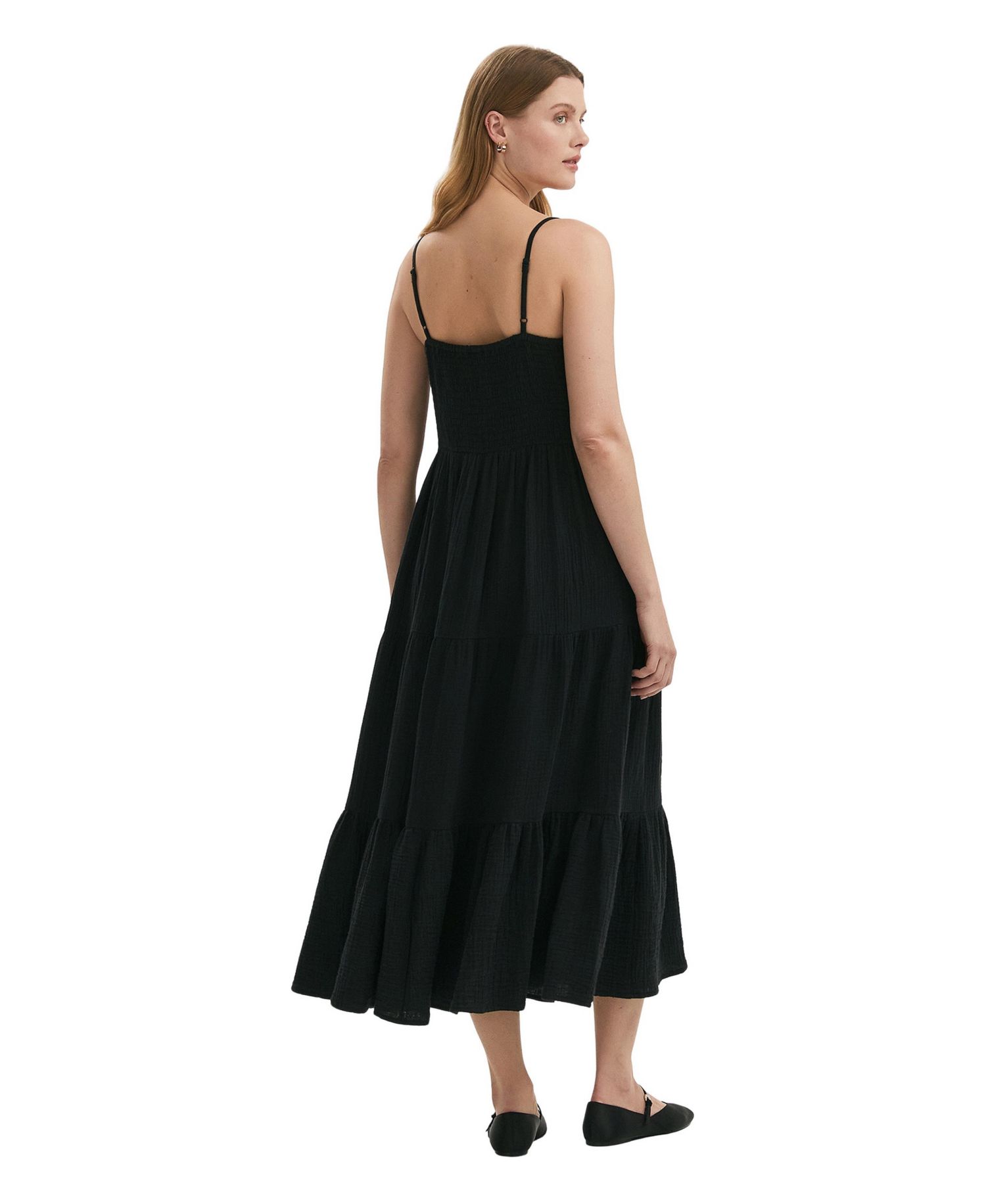 Women's Emmie Cotton Tiered V-Neck Midi Dress