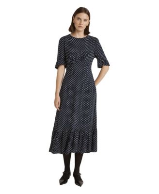 Women's Sylvie Polka-Dot Short-Sleeve Midi Dress