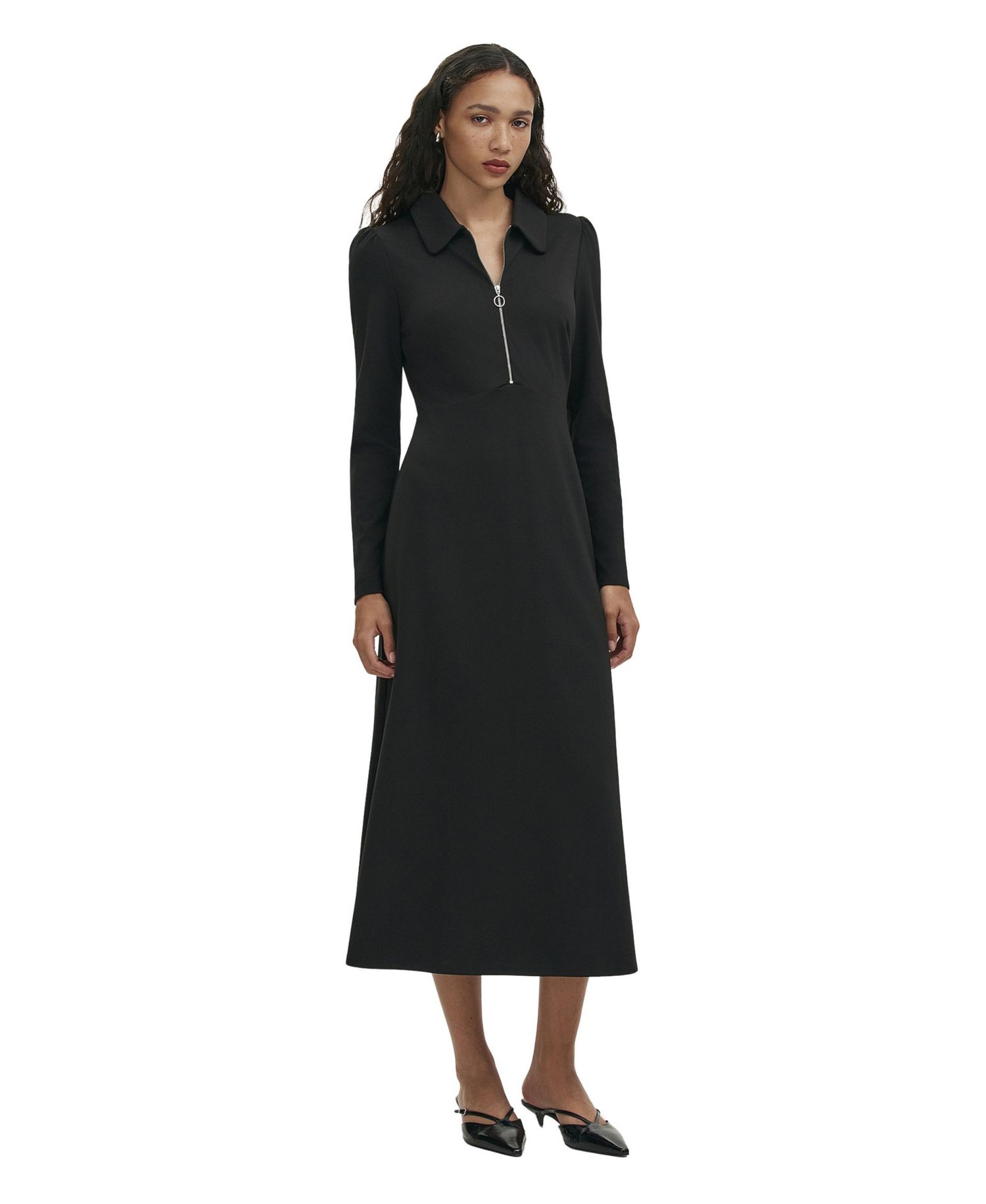 Women's Elvira Long-Sleeve Collared Neck Midi Dress