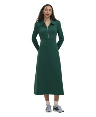 Women's Elvira Long-Sleeve Collared Neck Midi Dress