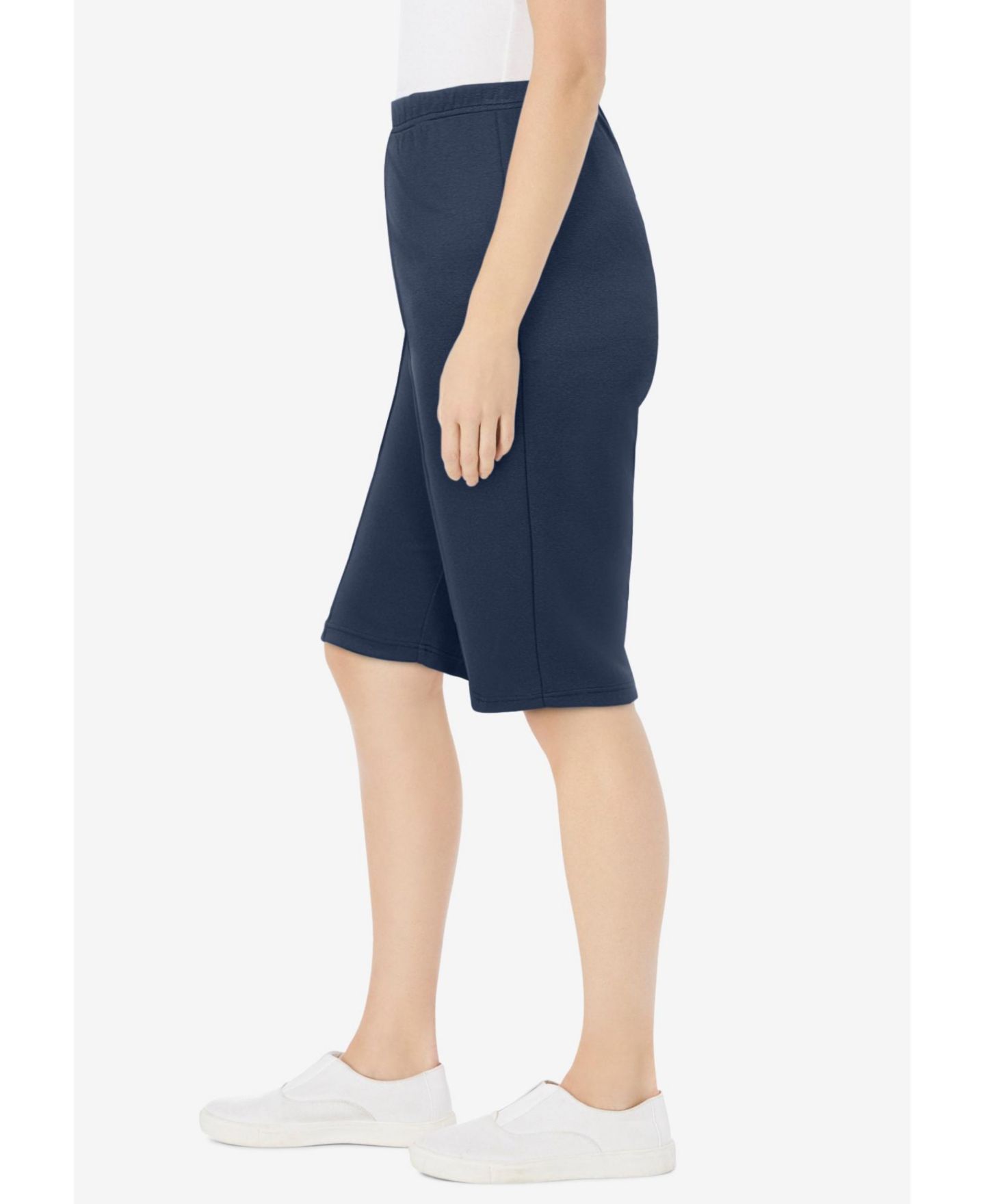 Женские шорты Woman Within Plus Size Knit Bermuda Short, цвет: Тёмно-синий — фото 4