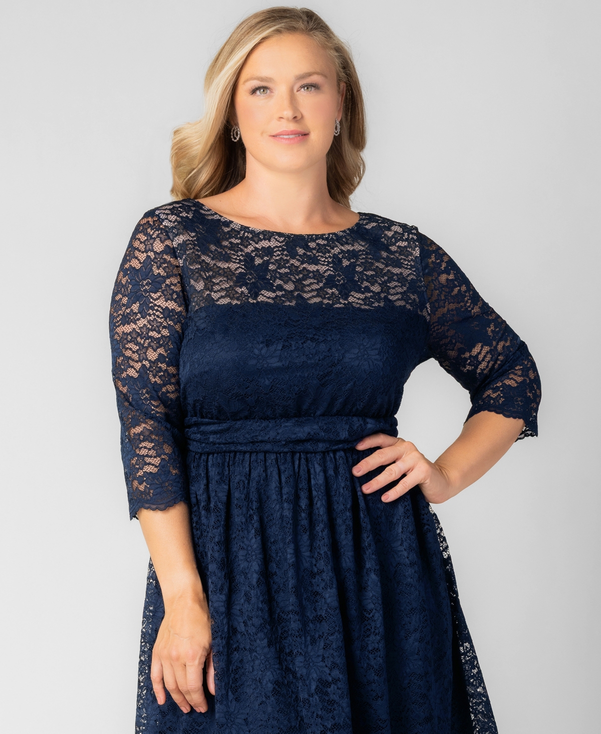 Kiyonna Plus Luna Lace Cocktail Midi Dress