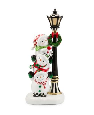 Illuminated Snowman Lamppost Figurine