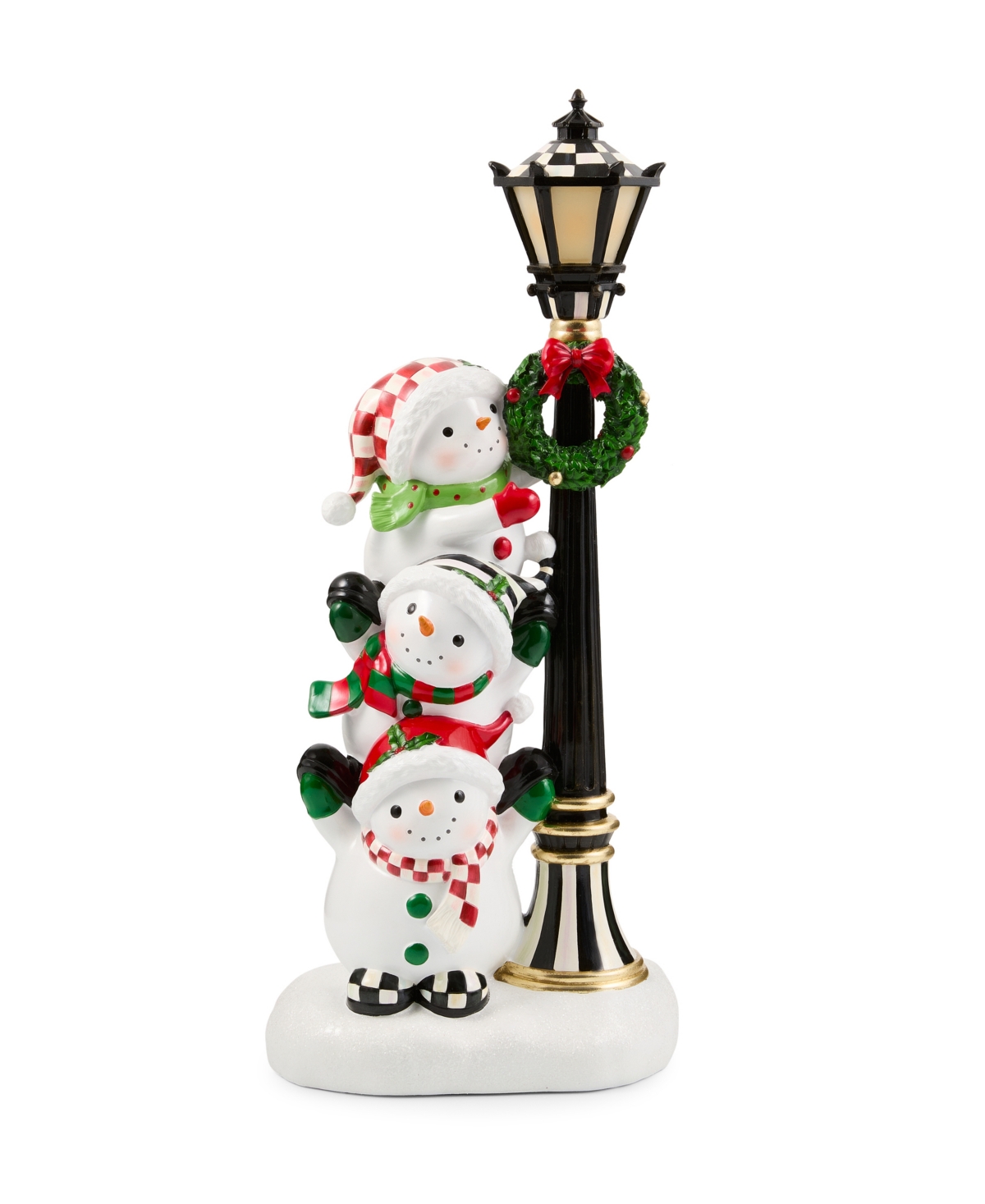 MacKenzie-Childs Illuminated Snowman Lamppost Figurine