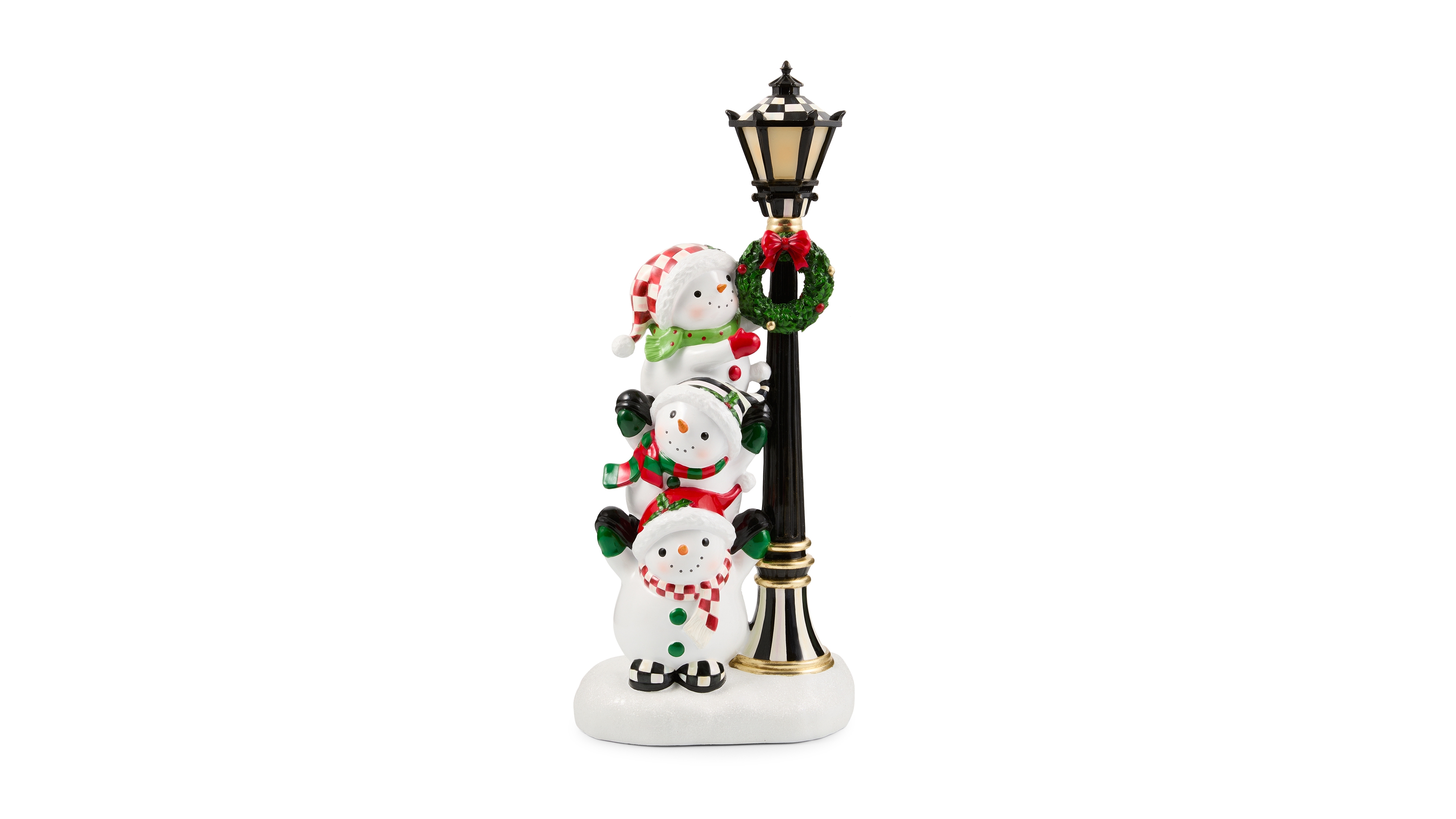 MacKenzie-Childs Illuminated Snowman Lamppost Figurine