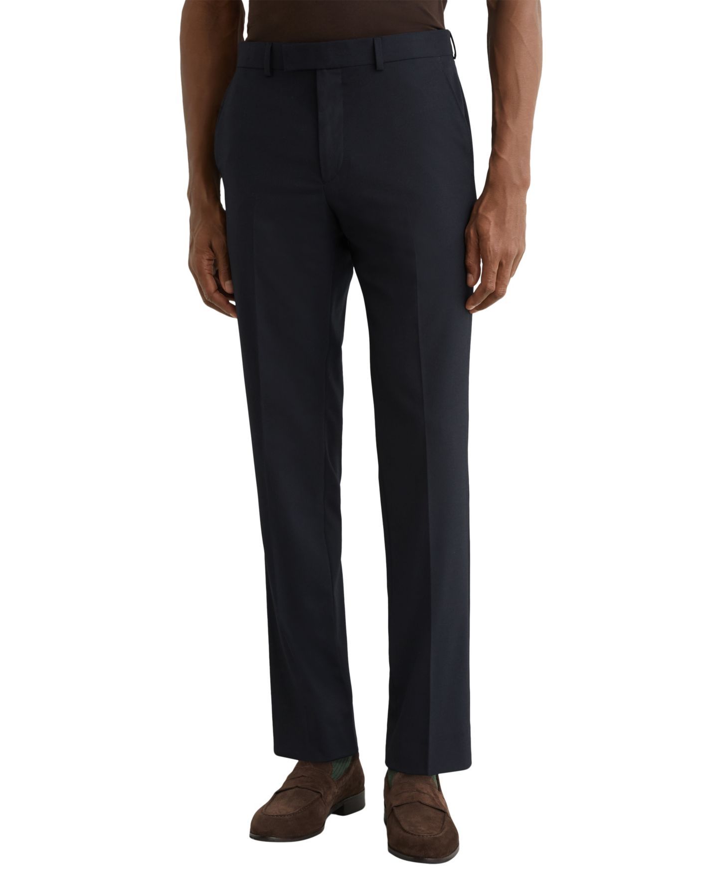 Мужские брюки REISS Graduate Tailored-Fit Flat-Front Suit, цвет: Тёмно-синий — фото 1