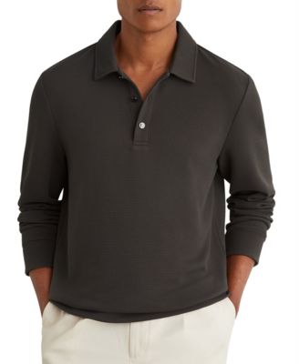 Men's Alba Slim-Fit Micro-Waffle Textured Long-Sleeve Polo Shirt