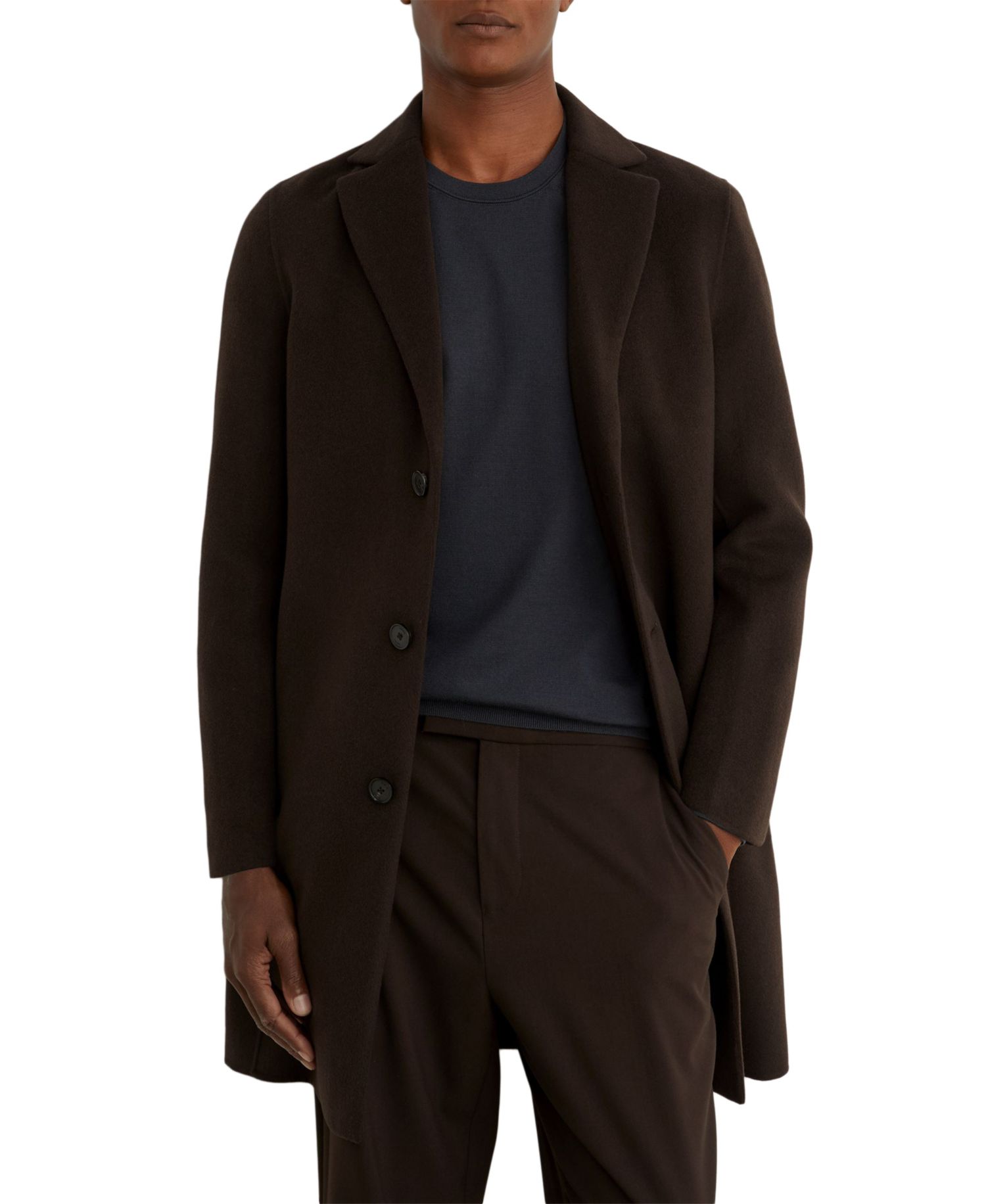 Men's Knight Single-Breasted Wool-Blend Brushed Overcoat