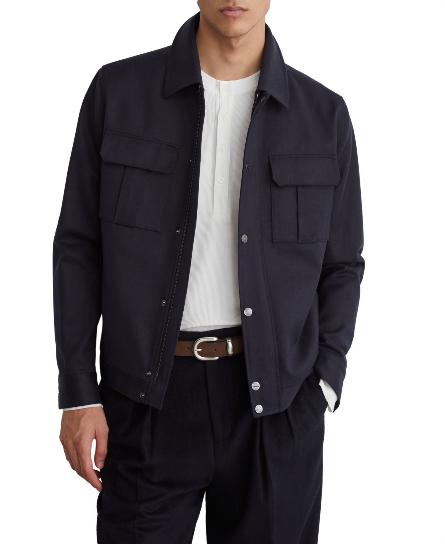 Men's Americas Lyocell-Cotton Twill Utility Regular-Fit Bomber Jacket