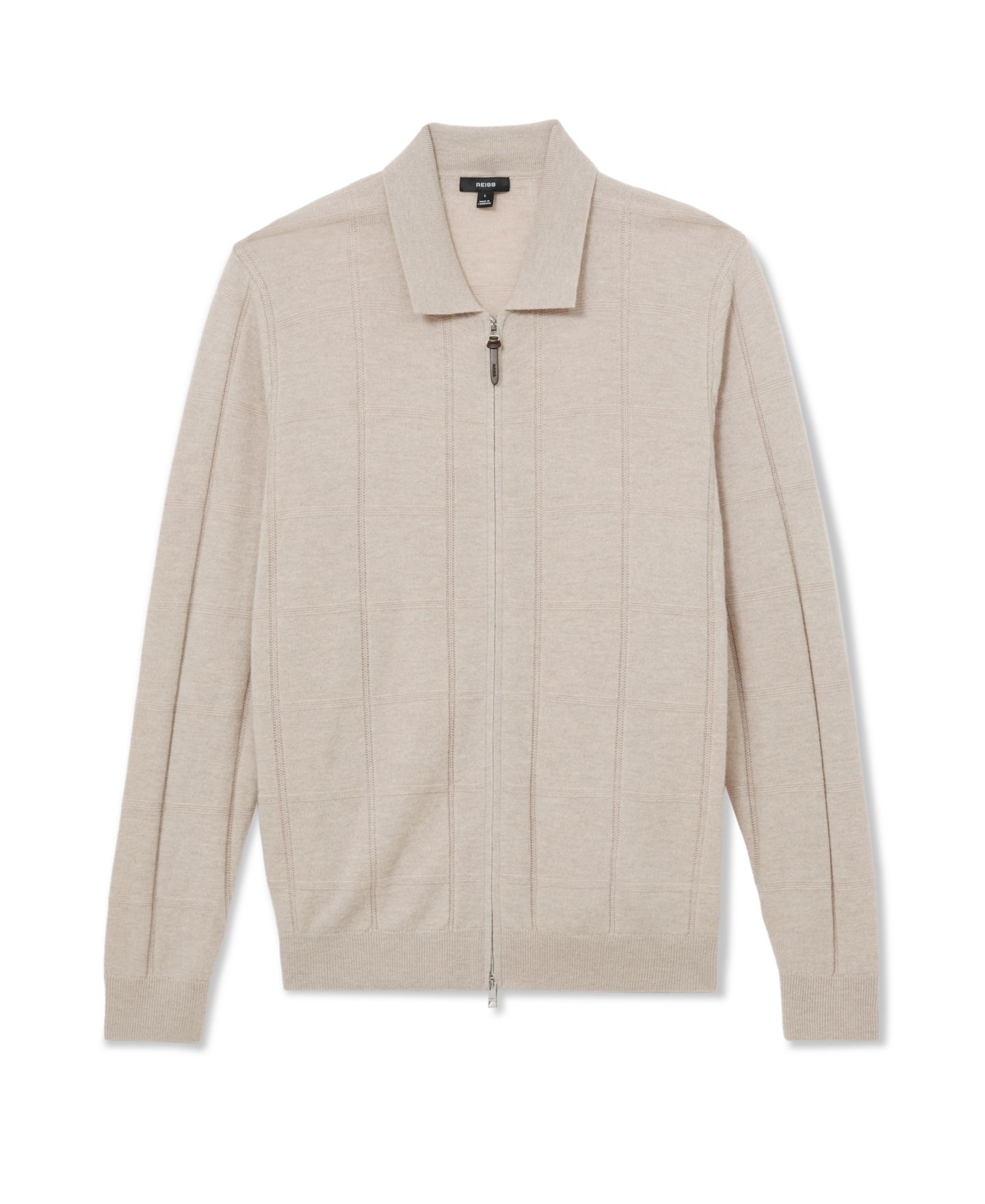 Мужской кардиган REISS Martindale Wool Check-Textured Zip-Through Cardigan — фото 5