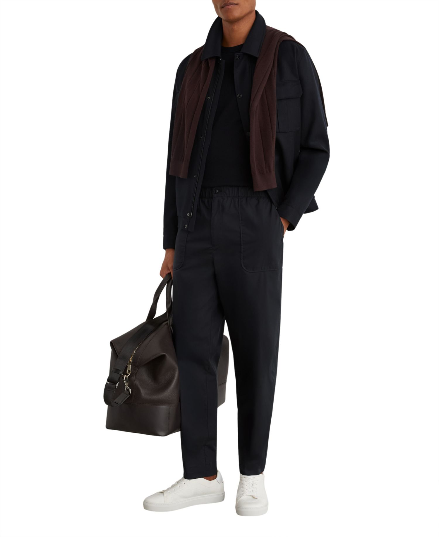 Men's Snap Flat-Front Tapered Stretch Cotton-Blend Pants