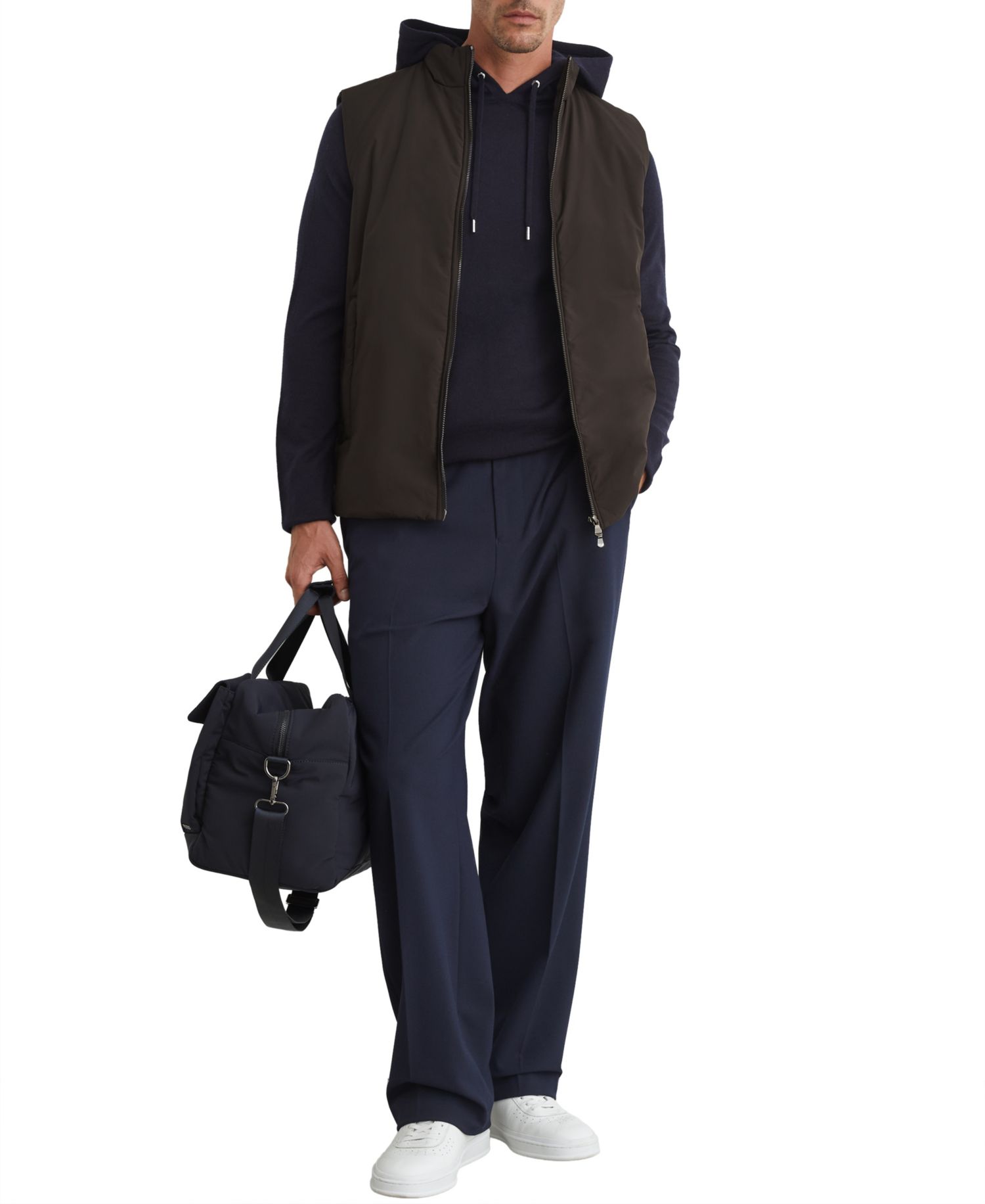 Men's Axel Padded Funnel-Neck Two-Way Front Zip Vest