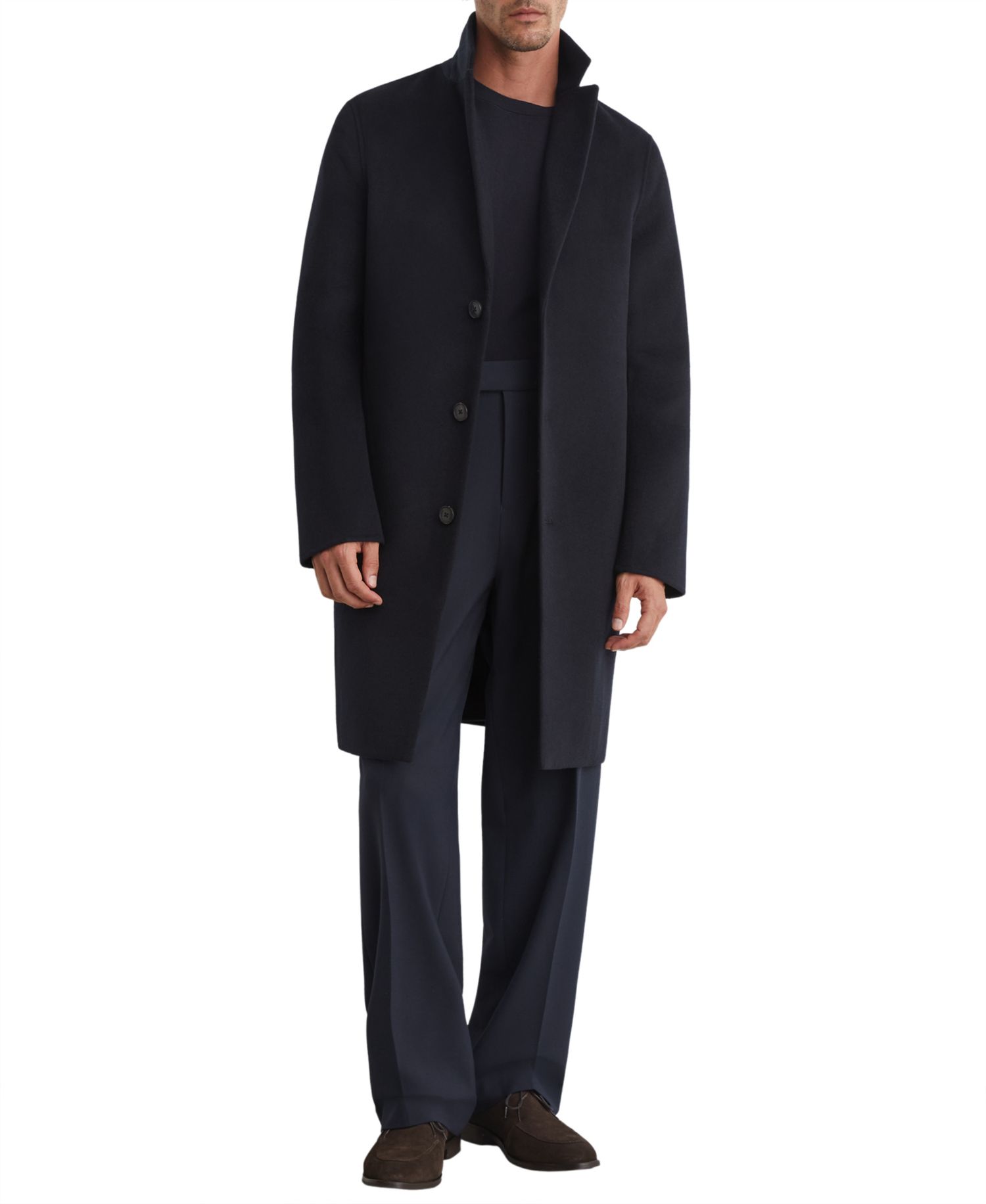 Men's Knight Single-Breasted Wool-Blend Overcoat
