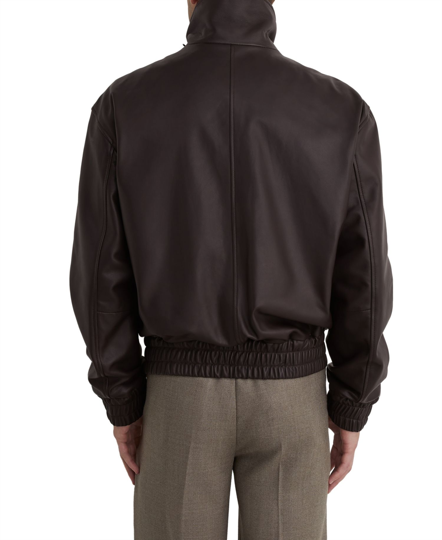 Men's Trinity Leather Oversized Funnel-Neck Jacket