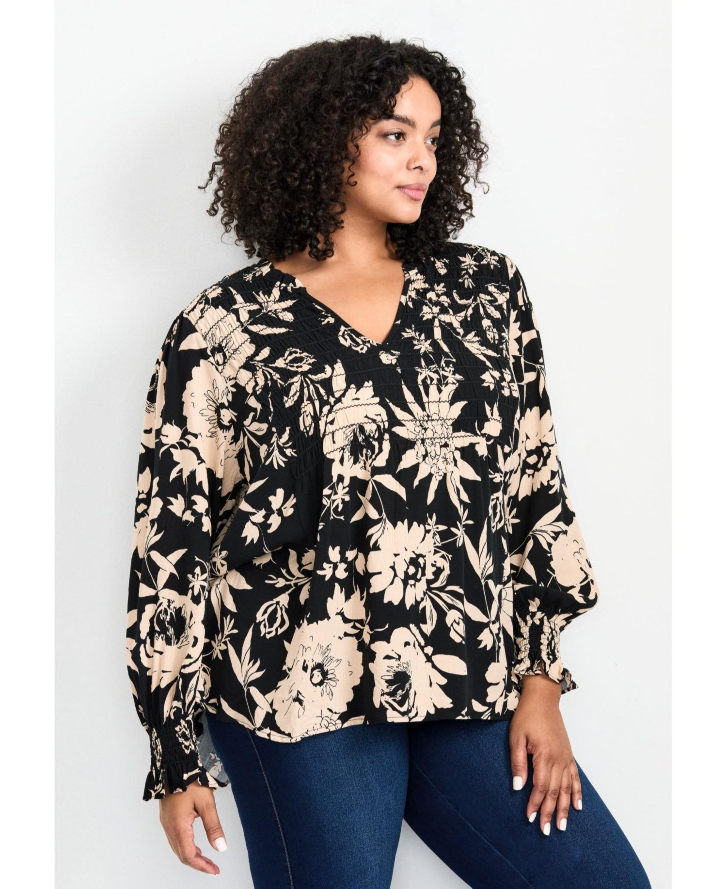 Women's Plus Size Marcie Shirred Detail Blouse Tops