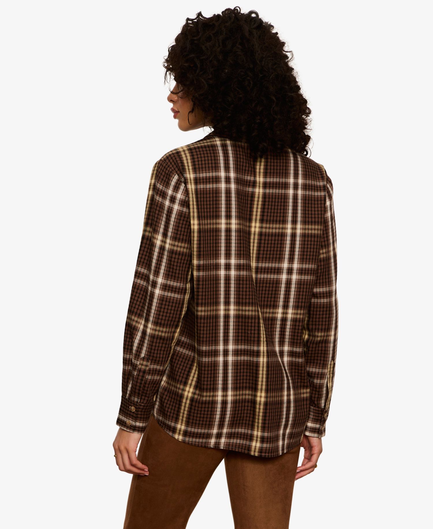 Women's Long-Sleeve Plaid Button-Up Shirt