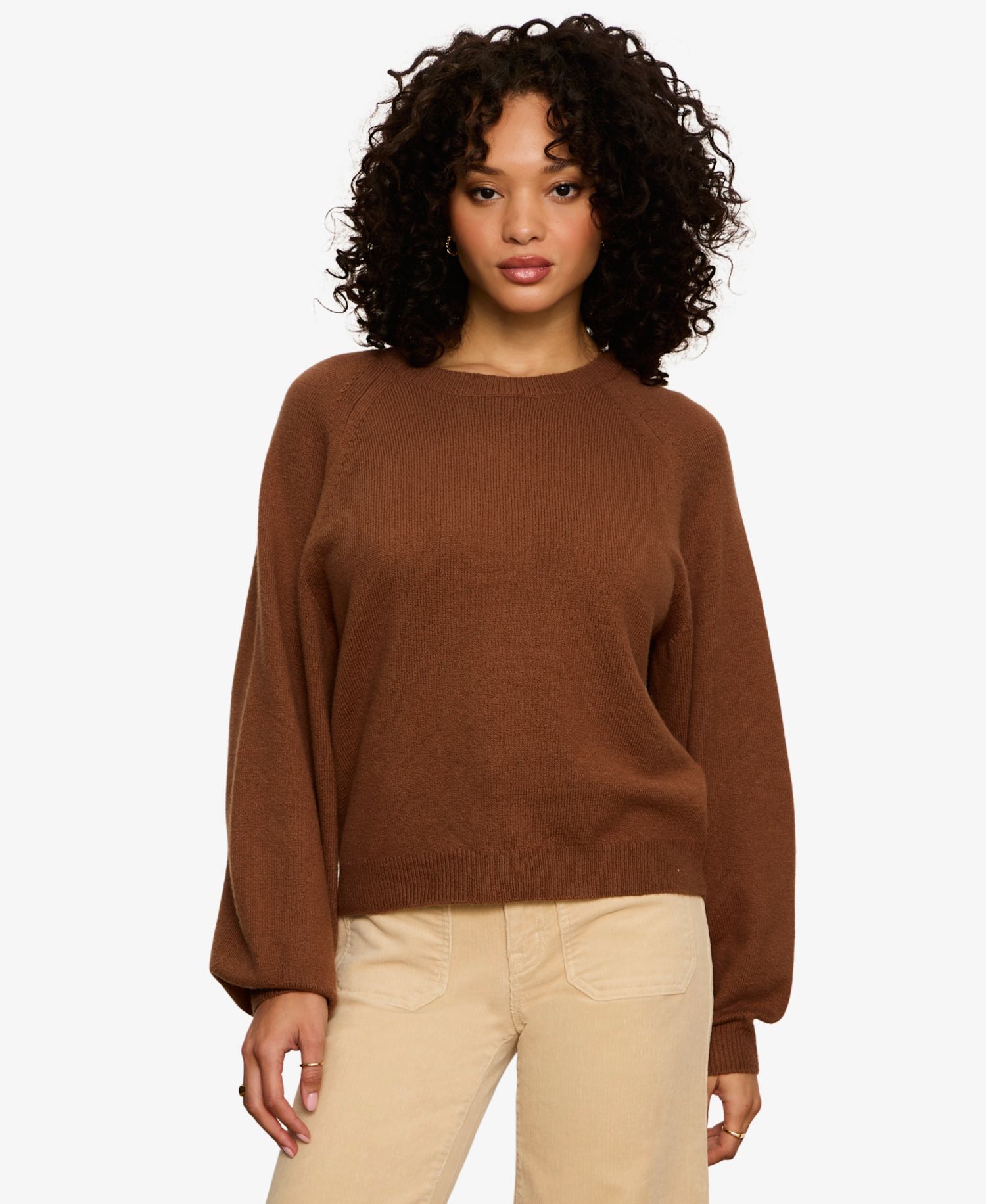 Women's Soft Popover Crewneck Long-Sleeve Sweater